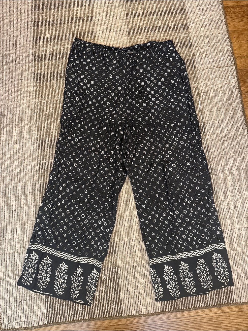 J. Crew Black Printed Men's Chinos with White Floral Trim